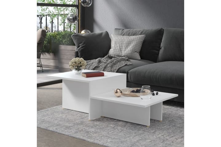 Sohvapöytä valkoinen 111,5x50x33 cm lastulevy - Huonekalut - Pöytä & ruokailuryhmä - Sohvapöytä