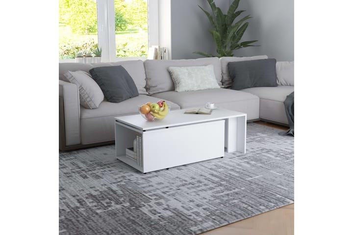 Sohvapöytä valkoinen 150x50x35 cm lastulevy - Huonekalut - Pöytä & ruokailuryhmä - Sohvapöytä