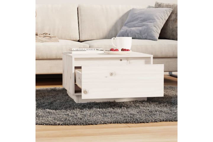 Sohvapöytä valkoinen 55x56x32 cm täysi mänty - Valkoinen - Huonekalut - Pöytä & ruokailuryhmä - Sohvapöytä