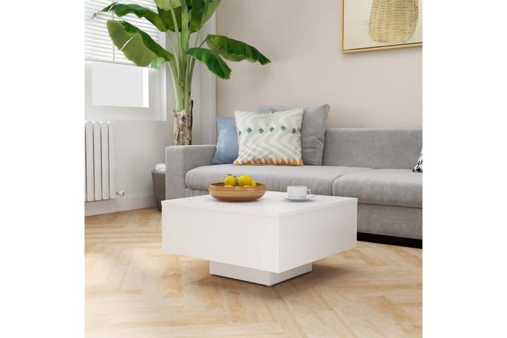 Sohvapöytä valkoinen 60x60x31,5 cm lastulevy - Huonekalut - Pöytä & ruokailuryhmä - Marmoripöydät