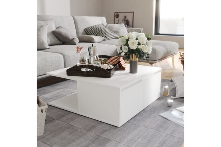 Sohvapöytä valkoinen 80x80x31 cm lastulevy - Huonekalut - Pöydät & ruokailuryhmät - Sohvapöytä