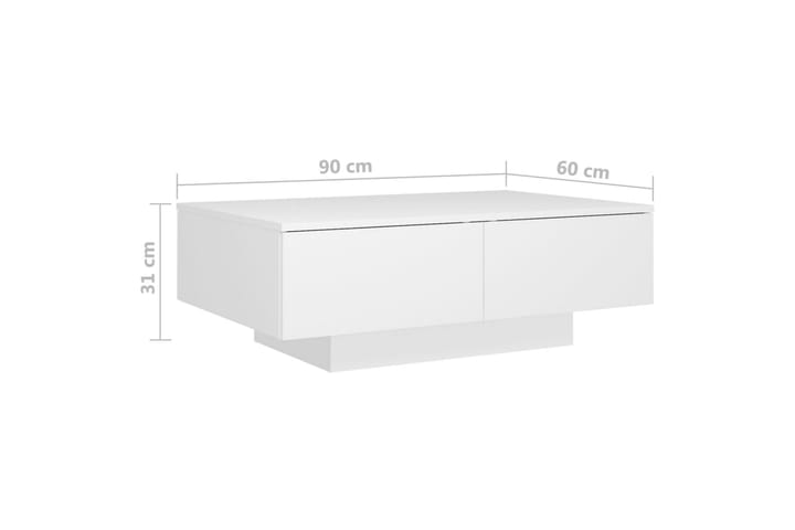Sohvapöytä valkoinen 90x60x31 cm lastulevy - Huonekalut - Pöytä & ruokailuryhmä - Sohvapöytä