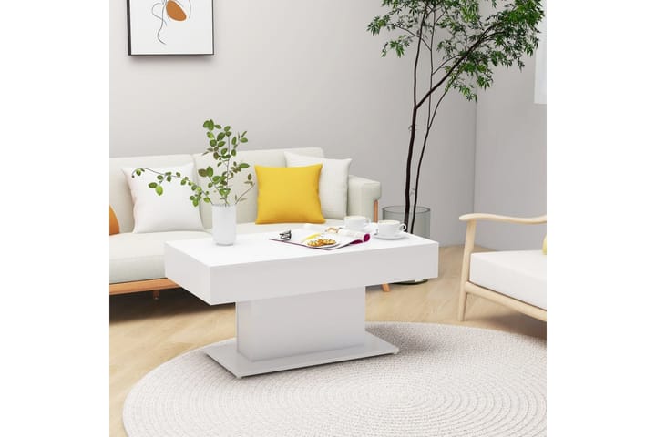 Sohvapöytä valkoinen 96x50x45 cm lastulevy - Huonekalut - Pöytä & ruokailuryhmä - Sohvapöytä