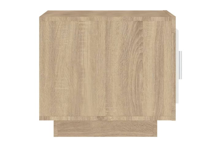 Sohvapöytä valkoinen ja Sonoma-tammi 51x50x45 cm tekninen pu - Beige - Huonekalut - Pöytä & ruokailuryhmä - Sohvapöytä