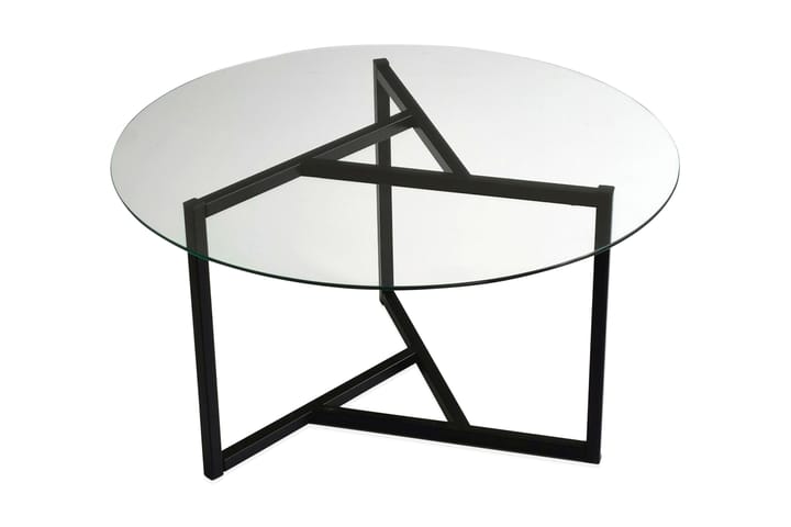 Sohvapöytä Vallsbo 75 cm Pyöreä X-jalat - Lasi/Savunvärinen/Musta - Huonekalut - Pöydät & ruokailuryhmät - Sohvapöytä