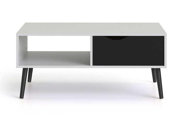 Sohvapöytä Vasiliki 99 cm Säilytyksellä Laatikko+Hylly - Valkoinen/Musta - Säilytys - Hyllyt