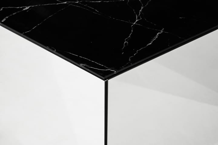 Sohvapöytä Vathy 110 cm Marmorikuvio - Peili/Lasi/Musta - Huonekalut - Pöytä & ruokailuryhmä - Sohvapöytä