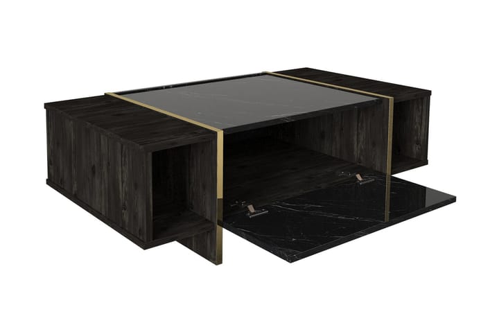 Sohvapöytä Widegates 104 cm Säilytyksellä Hyllyt+Ovi - Musta/Kulta - Huonekalut - Pöydät & ruokailuryhmät - Sohvapöytä