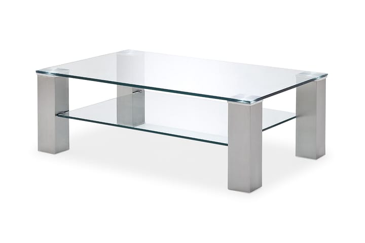 Sohvapöytä Woodell 110 cm Säilytyksellä Hylly - Lasi/Hopea - Huonekalut - Pöydät & ruokailuryhmät - Sohvapöytä