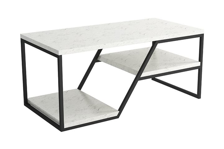 Sohvapöytä Wrotham 100 cm Säilytyksellä Hylly Marmorikuvio - Valkoinen/Musta - Huonekalut - Pöytä & ruokailuryhmä - Sohvapöytä
