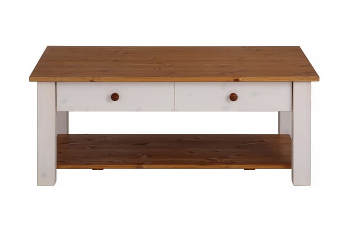 Sohvapöytä Yamina 100 cm Säilytyksellä 2 laatikkoa+Hylly - Valkoinen/Ruskea - Huonekalut - Pöytä & ruokailuryhmä - Sohvapöytä