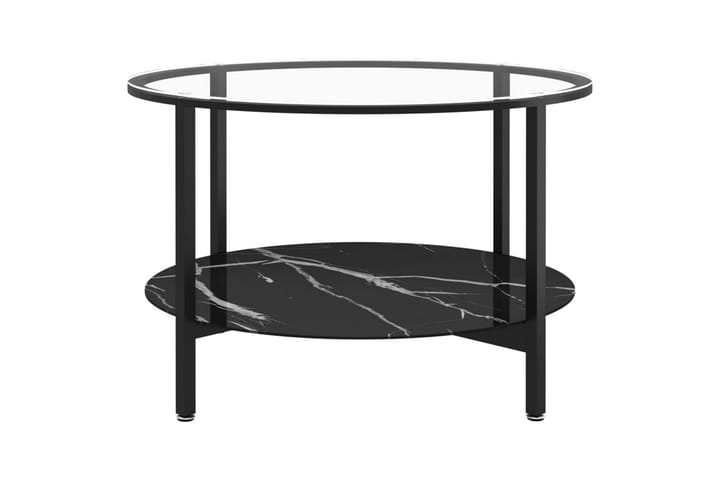 Teepöytä musta ja musta marmori 70 cm karkaistu lasi - Musta - Huonekalut - Pöytä & ruokailuryhmä - Sohvapöytä