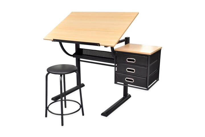 Kallistettava Piirustuspöytä Jakkaralla - Ruskea - Huonekalut - Pöydät - Kirjoituspöydät