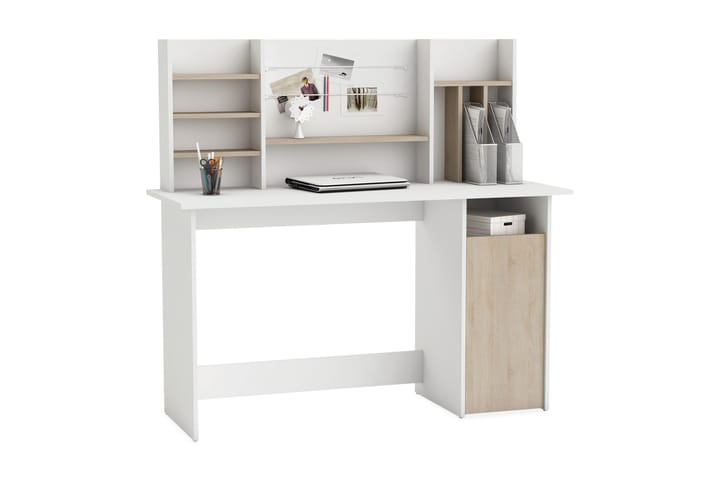 Kirjoituspöytä Mapou 135 cm hyllyllä - Valkoinen - Huonekalut - Pöydät - Kirjoituspöydät