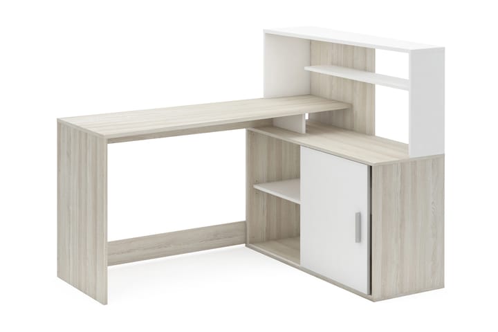 Kulmakirjoituspöytä Brice 141 cm Säilytys Hyllyt+laatikot - Puu/Valkoinen - Huonekalut - Pöytä & ruokailuryhmä - Työpöytä - Kirjoituspöytä