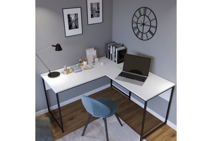 Kulmakirjoituspöytä Tasarima 160 cm - Valkoinen/Musta - Huonekalut - Pöydät & ruokailuryhmät - Työpöytä - Kirjoituspöytä - Kulmakirjoituspöytä
