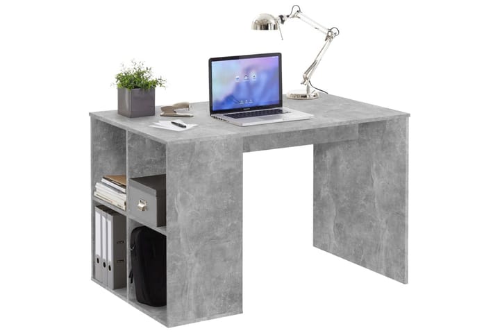 FMD Pöytä sivuhyllyillä 117x73x75 cm betoni - Harmaa - Huonekalut - Pöydät & ruokailuryhmät - Työpöytä - Kirjoituspöytä