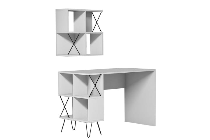 Kirjoituspöytä Amtorp 120 cm Säilytys Hylly+Kirjahylly Pieni - Valkoinen/Musta - Huonekalut - Pöytä & ruokailuryhmä - Työpöytä - Kirjoituspöytä