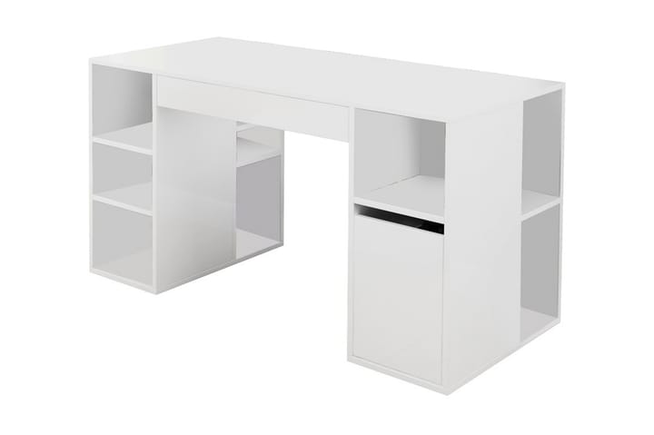 Kirjoituspöytä Anestad 145 cm Säilytyksellä Hyllyt+laatikot - Valkoinen - Huonekalut - Pöydät & ruokailuryhmät - Työpöytä - Kirjoituspöytä
