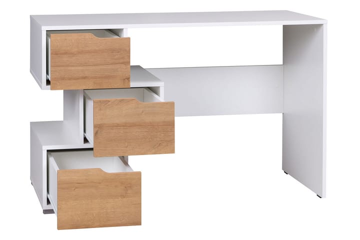 Kirjoituspöytä Awena 120 cm Säilytyksellä 3 laatikkoa - Musta/Beige/Valkoinen - Huonekalut - Pöytä & ruokailuryhmä - Työpöytä - Kirjoituspöytä