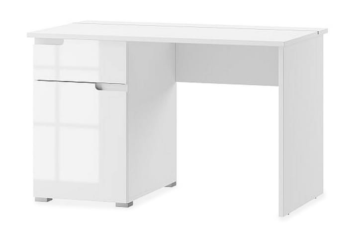 Kirjoituspöytä Aydan 120 cm Säilytyksellä Laatikko+kaappi - Valk/Valkoinen Korkeakiilto - Huonekalut - Pöydät & ruokailuryhmät - Ruokailuryhmä