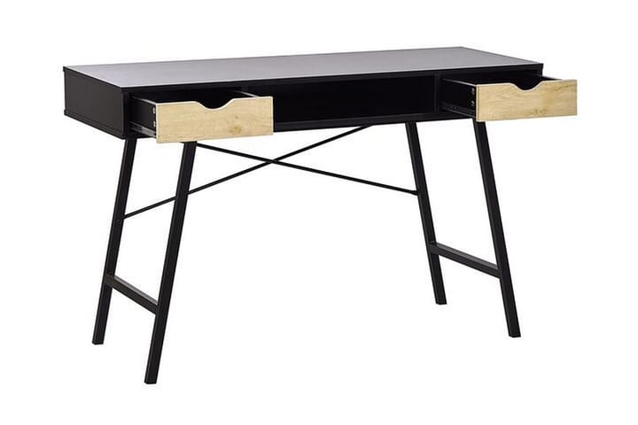 Kirjoituspöytä Bromide 120 cm Säilytys Hylly+2 laatikkoa - Musta/Vaalea puu - Huonekalut - Pöydät & ruokailuryhmät - Työpöytä - Kirjoituspöytä
