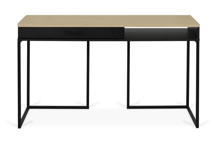 Kirjoituspöytä City 130 cm Säilytyksellä Hylly+Laatikko - Tammiviilu/Musta - Huonekalut - Pöydät & ruokailuryhmät - Työpöytä - Kirjoituspöytä