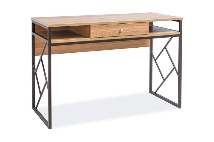 Kirjoituspöytä Corcega 110 cm Säilytyksellä Laatikko+Hyllyt - Luonnonväri/Musta - Huonekalut - Pöytä & ruokailuryhmä - Työpöytä - Kirjoituspöytä