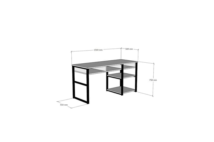 Kirjoituspöytä Dehana 150 cm Säilytyksellä 5 hyllyä - Pähkinänruskea/Musta - Huonekalut - Pöydät & ruokailuryhmät - Työpöytä - Kirjoituspöytä