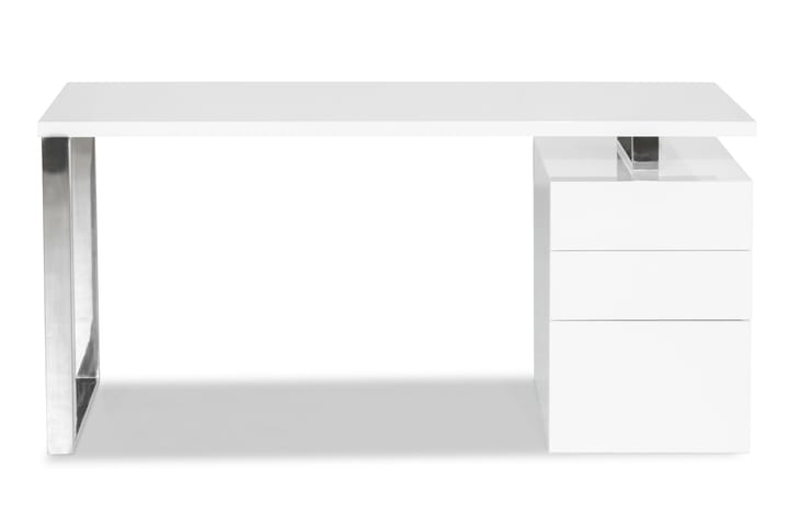 Kirjoituspöytä Embla 160 cm Säilytyksellä Hyllyt+kaappi - Valkoinen/Hopea - Huonekalut - Pöytä & ruokailuryhmä - Työpöytä - Kirjoituspöytä