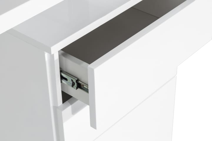 Kirjoituspöytä Embla 160 cm Säilytyksellä Hyllyt+kaappi - Valkoinen/Hopea - Huonekalut - Pöytä & ruokailuryhmä - Työpöytä - Kirjoituspöytä
