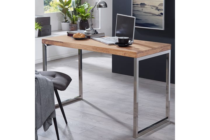 Kirjoituspöytä Feehrer 120 cm - Akaasia/Kromi - Huonekalut - Pöytä & ruokailuryhmä - Työpöytä - Kirjoituspöytä