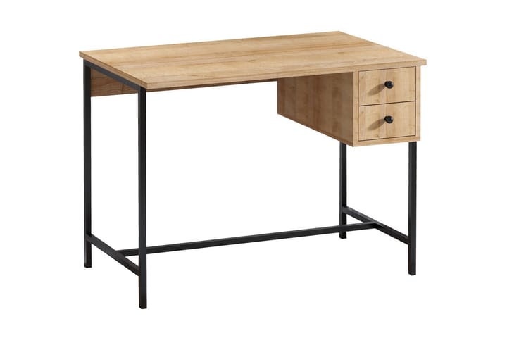 Kirjoituspöytä Grunnarp 100 cm Säilytyksellä 2 laatikkoa - Luonnonväri/Musta - Huonekalut - Pöytä & ruokailuryhmä - Työpöytä - Kirjoituspöytä