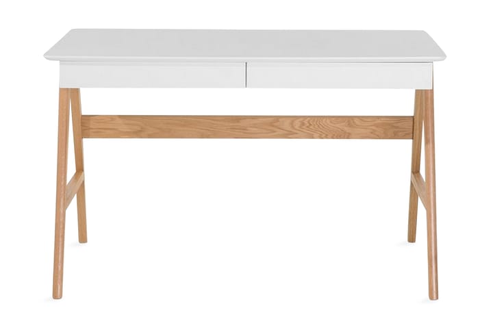 Kirjoituspöytä Hermsen 120 cm Säilytyksellä 2 laatikkoa - Valkoinen/Tammi - Huonekalut - Pöydät & ruokailuryhmät - Työpöytä - Kirjoituspöytä