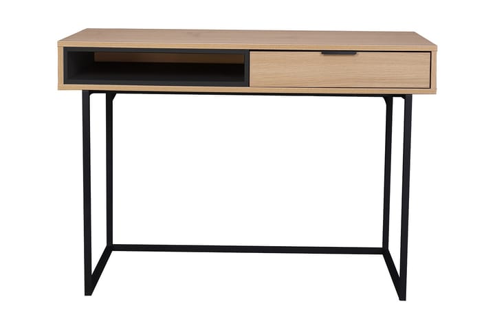 Kirjoituspöytä Isongo 110 cm Säilytyksellä Hylly+Laatikko - Luonnonväri/Musta - Huonekalut - Pöydät & ruokailuryhmät - Työpöytä - Kirjoituspöytä