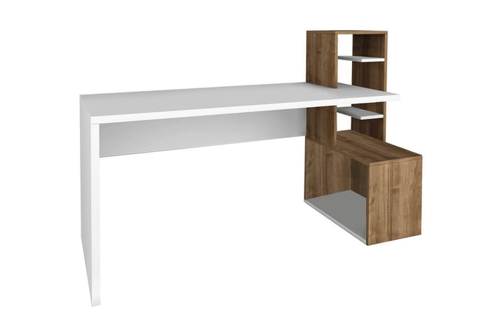 Kirjoituspöytä Joshua 120 cm Säilytyksellä - Valkoinen/Pähkinä - Huonekalut - Pöytä & ruokailuryhmä - Työpöytä - Kirjoituspöytä