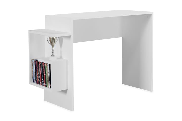 Kirjoituspöytä Kehysare 104 cm Säilytyksellä Sivuhylly - Valkoinen - Huonekalut - Pöydät & ruokailuryhmät - Työpöytä - Kirjoituspöytä