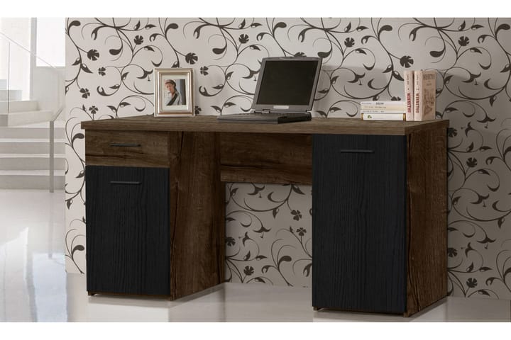 Kirjoituspöytä Kofcas 110 cm3 kaappia - Ruskea/Musta - Huonekalut - Pöytä & ruokailuryhmä - Työpöytä - Kirjoituspöytä