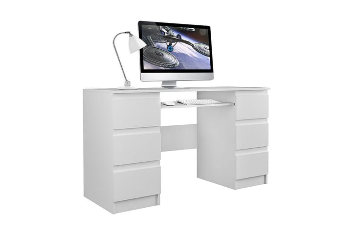 Kirjoituspöytä Kublis 130 cm Säilytyksellä laatikot - Harmaa/Valkoinen - Huonekalut - Pöytä & ruokailuryhmä - Työpöytä - Kirjoituspöytä