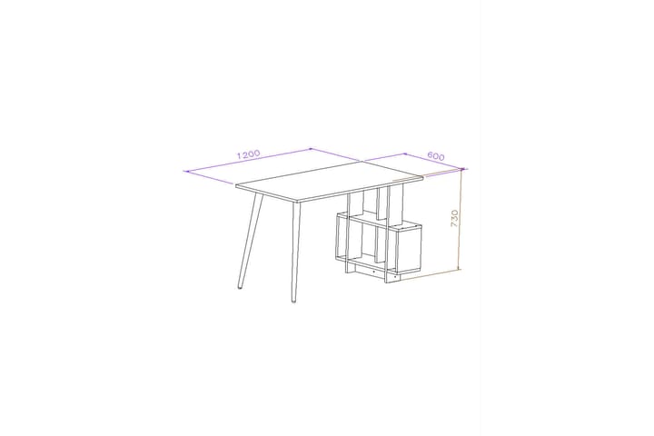 Kirjoituspöytä Lagomood Side 120 cm Säilytyksellä Hyllyt - Antrasiitti/Luonnonväri/Ruskea - Huonekalut - Pöytä & ruokailuryhmä - Työpöytä - Kirjoituspöytä