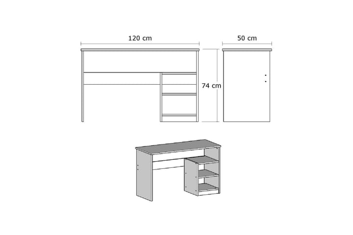 Kirjoituspöytä Lalenius 120 cm Säilytyksellä 2 hyllyä - Valkoinen - Huonekalut - Pöytä & ruokailuryhmä - Työpöytä - Kirjoituspöytä