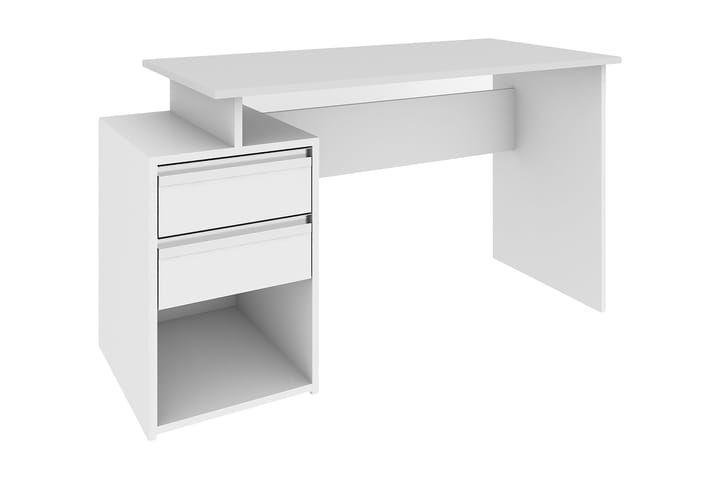 Kirjoituspöytä Lalenius 133 cm Säilytys 2 laatikkoa+Hylly - Valkoinen - Huonekalut - Pöytä & ruokailuryhmä - Työpöytä - Kirjoituspöytä