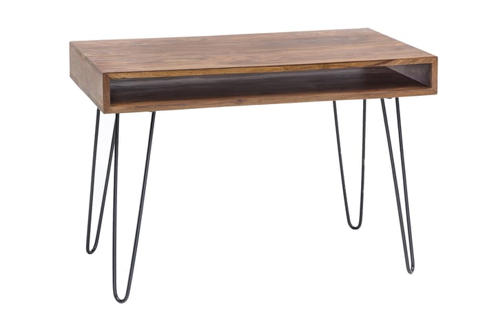 Kirjoituspöytä Lochside 110 cm Säilytyksellä Hylly - Massiivi Puu/Musta - Huonekalut - Pöytä & ruokailuryhmä - Sohvapöytä