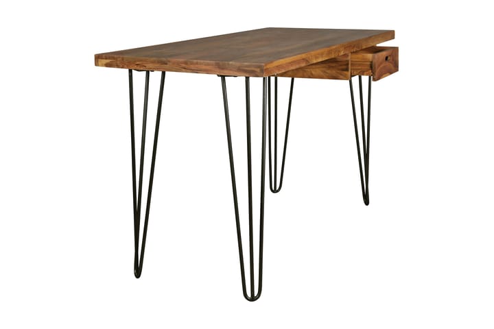Kirjoituspöytä Lochside 130 cm Säilytyksellä Laatikko - Massiivi Puu/Musta - Huonekalut - Pöytä & ruokailuryhmä - Työpöytä - Kirjoituspöytä
