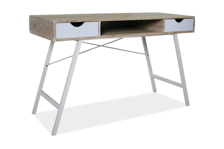 Kirjoituspöytä Maguya 120 cm Säilytyksellä 2 laatikkoa+Hylly - Tammenväri/Valkoinen - Huonekalut - Pöydät & ruokailuryhmät - Työpöytä - Kirjoituspöytä