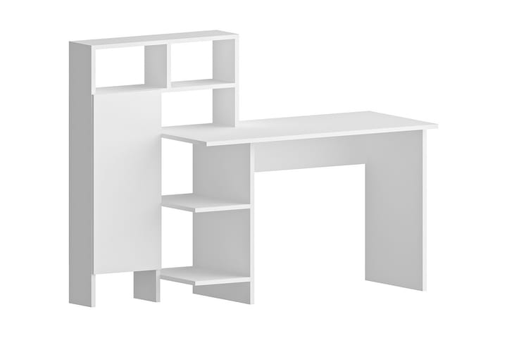 Kirjoituspöytä Mazirbe 135 cm Säilytyksellä Hyllyt + Kaappi - Valkoinen - Huonekalut - Pöydät & ruokailuryhmät - Työpöytä - Kirjoituspöytä