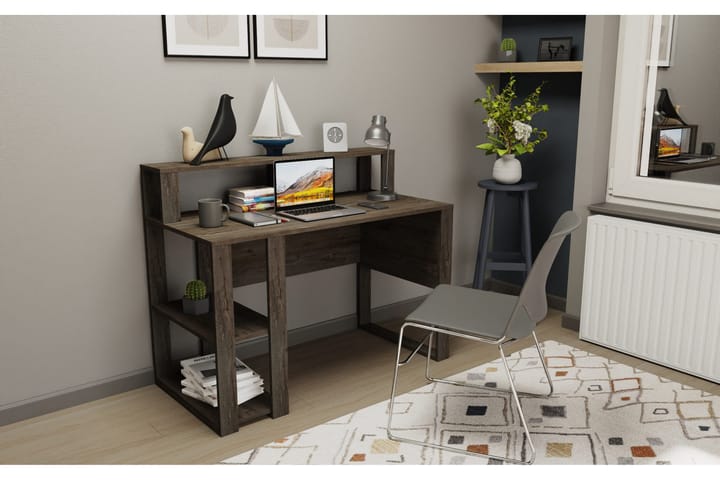 Kirjoituspöytä Oxaca 59,6x95,2x120 cm Säilytyksellä - Tummanruskea - Huonekalut - Pöytä & ruokailuryhmä - Työpöytä - Kirjoituspöytä