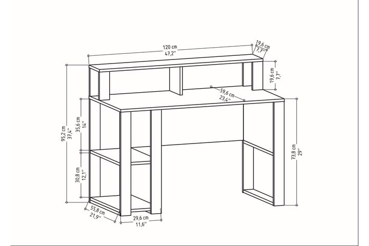 Kirjoituspöytä Oxaca 59,6x95,2x120 cm Säilytyksellä - Tummanruskea - Huonekalut - Pöytä & ruokailuryhmä - Työpöytä - Kirjoituspöytä