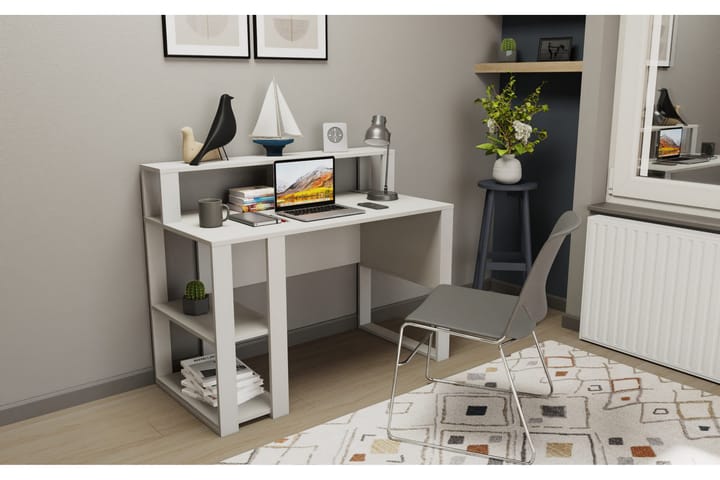 Kirjoituspöytä Oxaca 59,6x95,2x120 cm Säilytyksellä - Valkoinen - Huonekalut - Pöytä & ruokailuryhmä - Työpöytä - Kirjoituspöytä