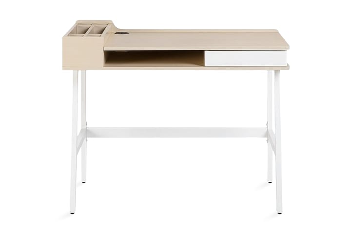 Kirjoituspöytä PaKehysaribo 100 cm Säilytyksellä - Valkoinen/Vaaleanruskea - Huonekalut - Pöydät & ruokailuryhmät - Työpöytä - Kirjoituspöytä